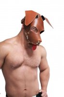 Vorschau: Mister B Leather Floppy Dog Hood Stitched - Brown