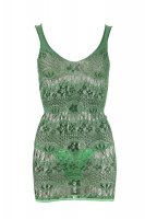 Vorschau: Grünes Netz-Kleid mit wellenförmigen Muster