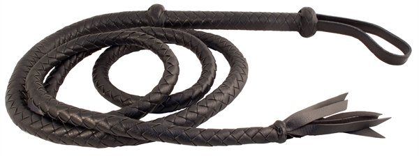 Arabische Lederpeitsche 250 cm – Arabic Whip mit Handschlaufe, aufgerollte Gesamtansicht