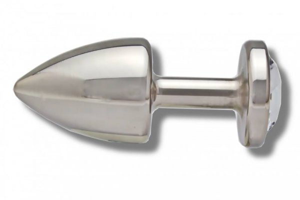 Buttplug 30 mm aus Edelstahl Kristall Seite