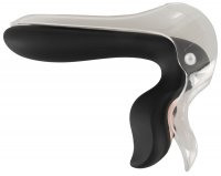 Vorschau: Bad Kitty Vibro-Spekulum mit LED – schwarz-transparent, geschlossen