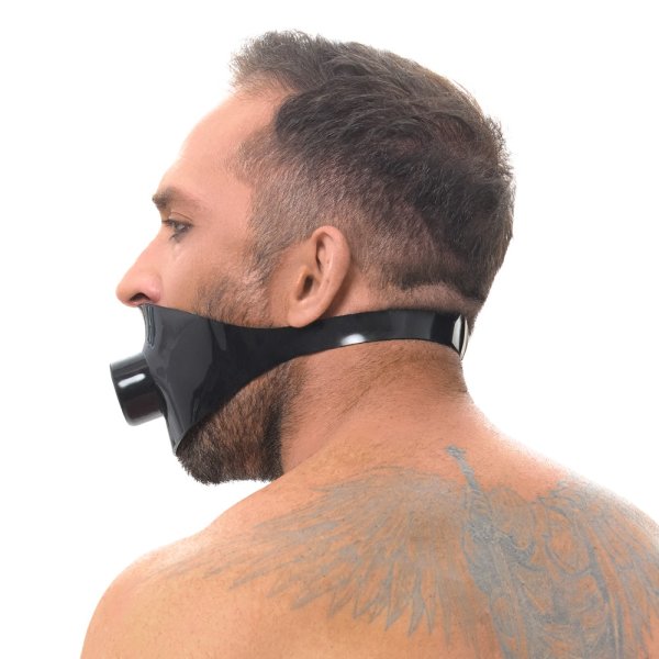 Latex Hohlknebel mit Mundrohr
