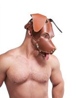 Vorschau: Mister B Leather Floppy Dog Hood Stitched - Brown