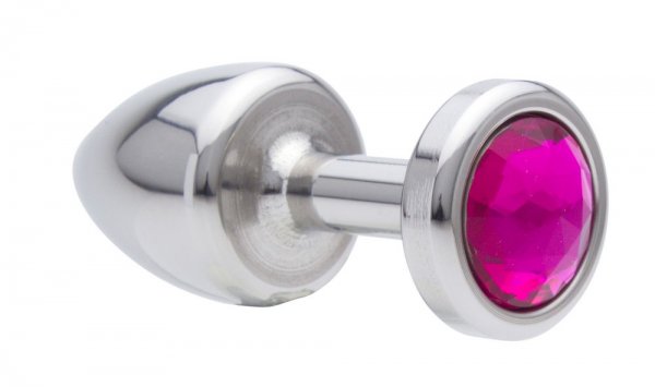 25 mm Einsteiger Buttplug aus Edelstahl mit Kristall lila