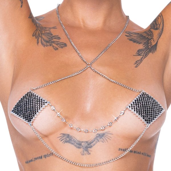 Silberner Nippelschmuck mit Halskette