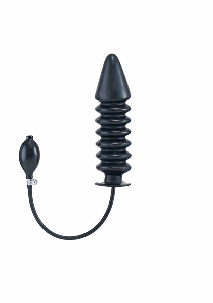 MisterB aufblasbarer Dildo XL schwarz – geriffelt mit Handpumpe