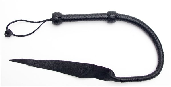 Mister B Lederpeitsche 61 cm – schwarze Bullwhip mit weicher Lederspitze, Gesamtansicht