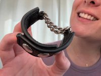 Vorschau: Leder Cockstrap mit zwei Ketten