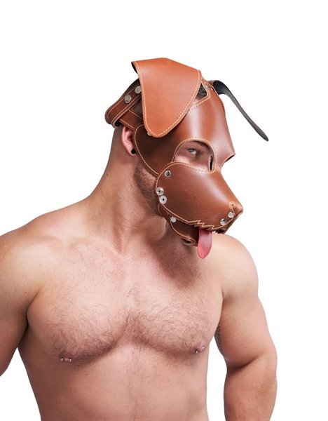 Mister B Leather Floppy Dog Hood Stitched - Brown Mister B Leather Floppy Dog Hood Stitched - Brown
