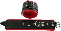 Fußfessel Leder schwarz gefüttert rot