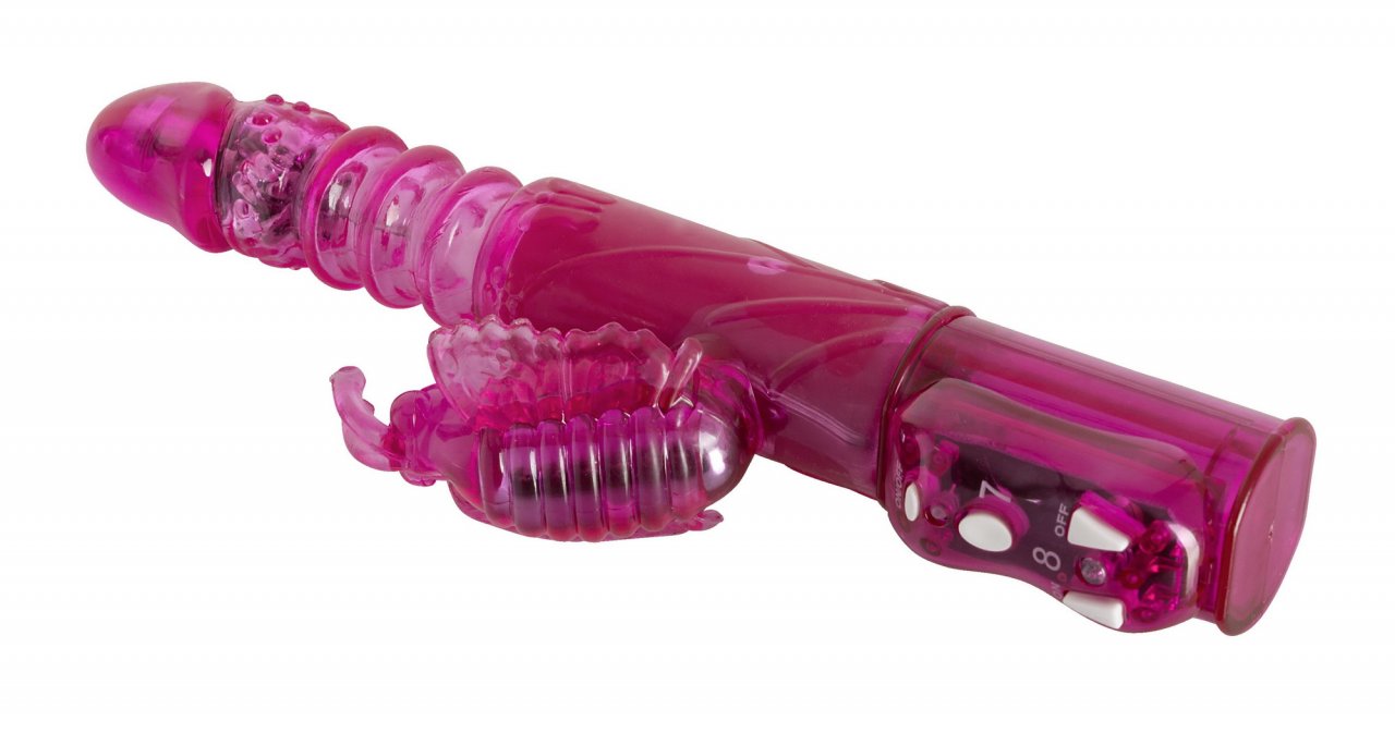 Pinker Perlenvibrator mit Klitoris-Reizarm