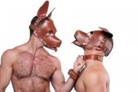 Vorschau: Mister B Leather Floppy Dog Hood Stitched - Brown