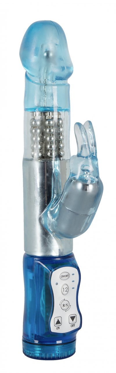 Blauer Perlenvibrator mit Klitoris-Reizarm Blauer Perlenvibrator mit Klitoris-Reizarm