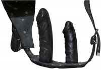 Vorschau: String aus Leder mit 3 Dildos